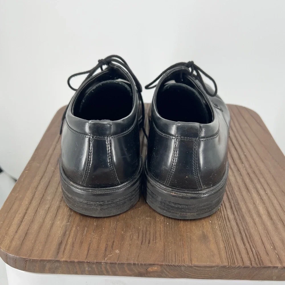 ECCO Mens Black Leather Derby Shoes Lace Up Shock Point Dress Shoes Size 42